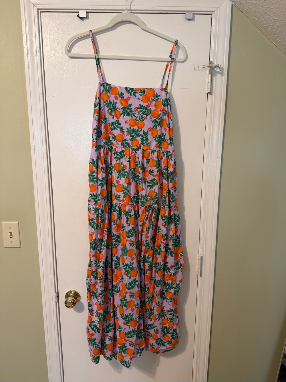 J. Crew Orange & Green Fruit-Print Spaghetti-Strap Dress